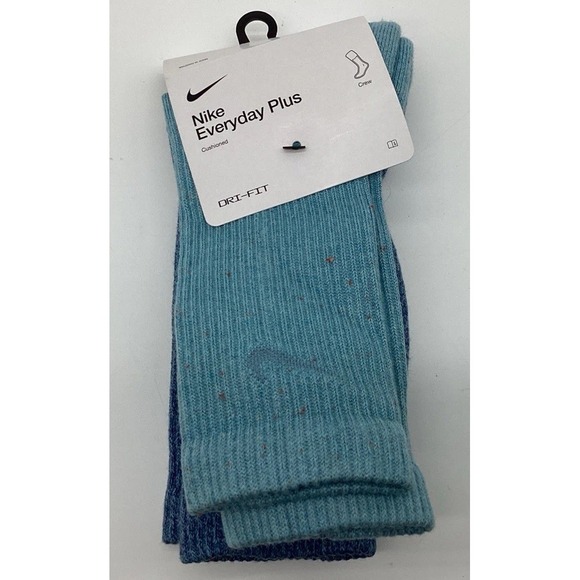 NWT Nike dri Fit Crew Socks, Men's 6-8, 2 Blue Youth 5Y-7Y 2 Pack WMN 6-10 - Picture 1 of 3